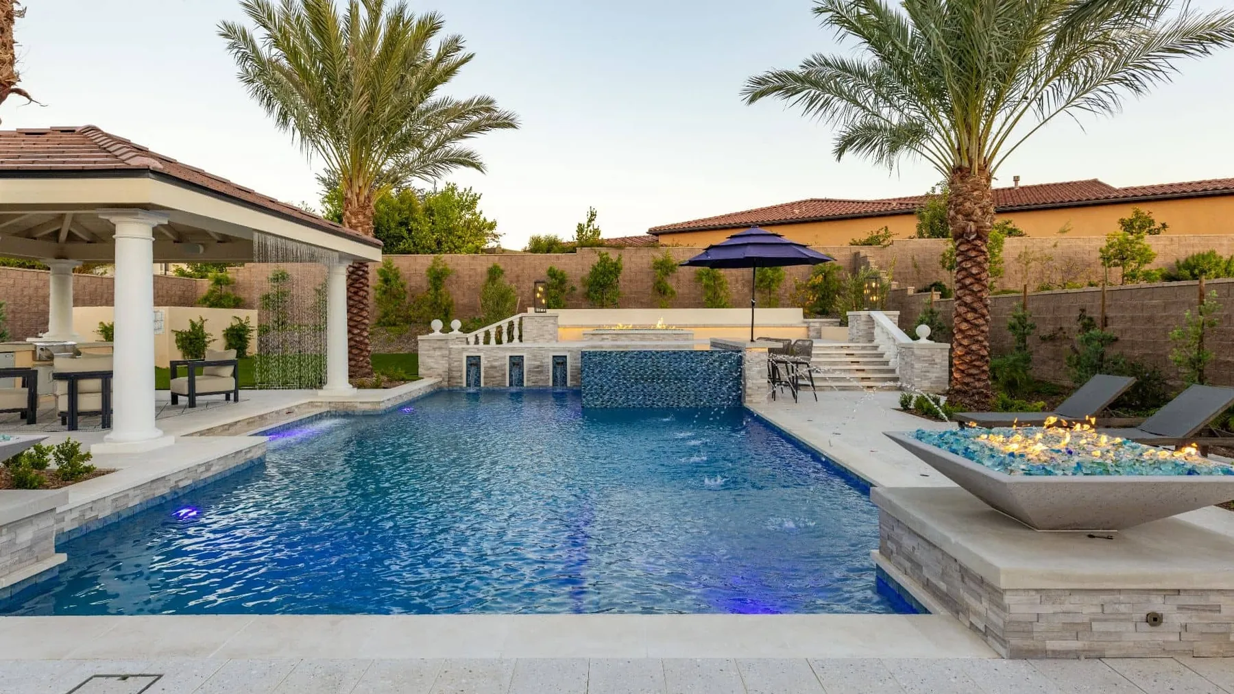 Pool and shaded pavilion at the Porter Ranch project.